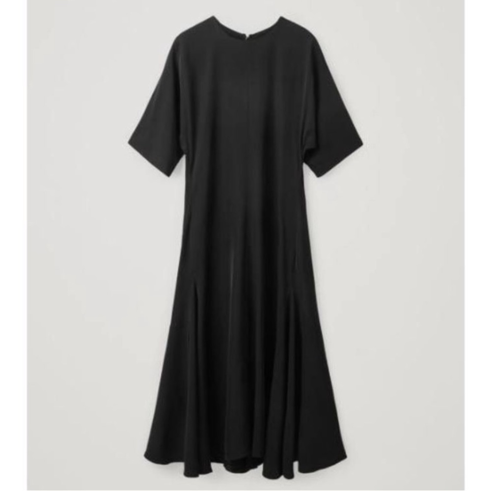 NWT. COS Long A-Line Black Viscose Dress